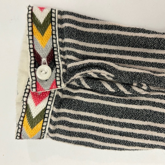 philosophy Striped Embroidered Bib tassel detail Long Sleeve Tunic Dress L - Picture 6 of 8